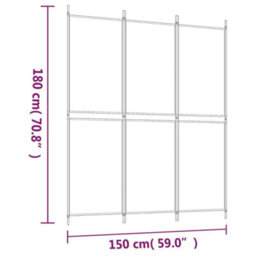 Berkfield Durable 3-Panel Room Divider White 150X180 Cm Fabric - thumbnail 8