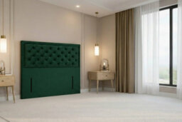 "Nexus Tuscany Emerald Plush Divan Bed Base No Drawers With 54"" Floor Standing Headboard 4' Small Double" - thumbnail 5
