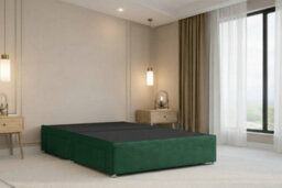 "Nexus Tuscany Emerald Plush Divan Bed Base No Drawers With 54"" Floor Standing Headboard 4' Small Double" - thumbnail 4