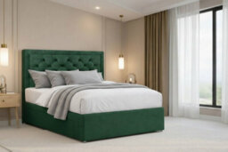 "Nexus Tuscany Emerald Plush Divan Bed Base No Drawers With 54"" Floor Standing Headboard 4' Small Double" - thumbnail 2