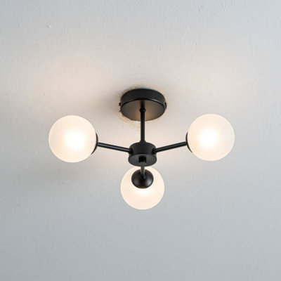 Pagazzi Lighting Pagazzi Niva 3-Light Black Frosted Glass Semi-Flush Ceiling Light - image 1