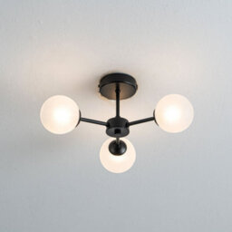 Pagazzi Lighting Pagazzi Niva 3-Light Black Frosted Glass Semi-Flush Ceiling Light - thumbnail 1