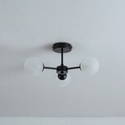 Pagazzi Lighting Pagazzi Niva 3-Light Black Frosted Glass Semi-Flush Ceiling Light - thumbnail 3