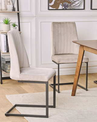 Beliani Set Of 2 Dining Chairs Lavonia Velvet Taupe - image 1