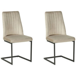 Beliani Set Of 2 Dining Chairs Lavonia Velvet Taupe - thumbnail 2