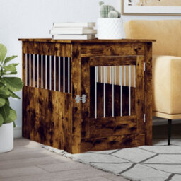 Walplus Smoked Oak Dog Crate Furniture 64.5X80X71 Cm Engineered Wood - thumbnail 1