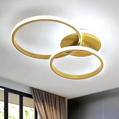 42W Gold Led Ceiling Light Cold White Diy Modern Ceiling Lamp Round Living Room