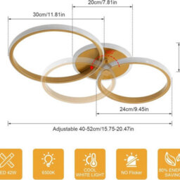 42W Gold Led Ceiling Light Cold White Diy Modern Ceiling Lamp Round Living Room - thumbnail 2