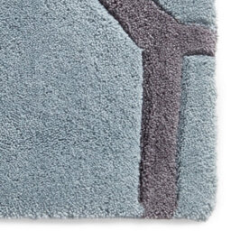 Blue/grey Geometric Handmade Easy To Clean Rug For Living Room Bedroom & Dining Room-150Cm X 230Cm - thumbnail 3