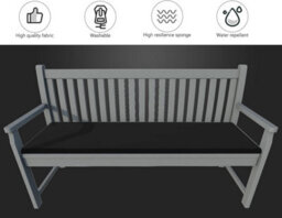 istyle mode 2 Seater Garden Bench Cushion Seatpad Indoor & Outdoor Use - Black - thumbnail 4