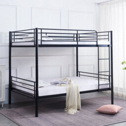 Reinforced Beds Anmer Quad Bunk Bed, Small Double (4Ftx6Ft3), Black, Reinforced Mesh Base, Reversible Ladder, Metal Bunk Bed - thumbnail 2