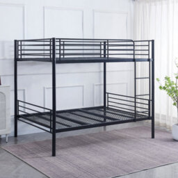 Reinforced Beds Anmer Quad Bunk Bed, Small Double (4Ftx6Ft3), Black, Reinforced Mesh Base, Reversible Ladder, Metal Bunk Bed