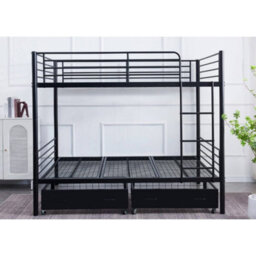 Reinforced Beds Anmer Quad Bunk Bed, Small Double (4Ftx6Ft3), Black, Reinforced Mesh Base, Reversible Ladder, Metal Bunk Bed - thumbnail 4