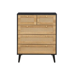 Swish Furniture Manila Black & Pvc Rattan Chest Of 3+2 Drawers Bedroom Storage Furniture - thumbnail 5