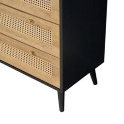 Swish Furniture Manila Black & Pvc Rattan Chest Of 3+2 Drawers Bedroom Storage Furniture - thumbnail 7
