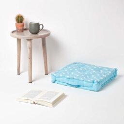 Homescapes Cotton Blue Stars Floor Cushion, 50 X 50 Cm - thumbnail 2