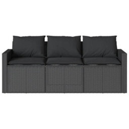 Berkfield 2 Piece Garden Dining Set With Cushions Black Poly Rattan - thumbnail 6