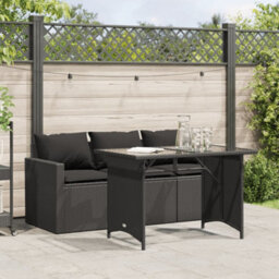 Berkfield 2 Piece Garden Dining Set With Cushions Black Poly Rattan