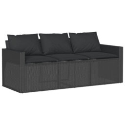 Berkfield 2 Piece Garden Dining Set With Cushions Black Poly Rattan - thumbnail 4