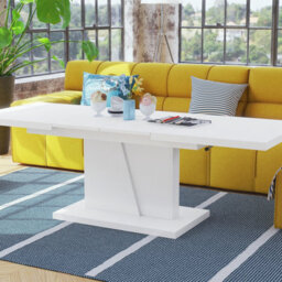Heze Furniture Gala 2 In 1 Extending Coffee / Dining Table - Concrete / White - thumbnail 4