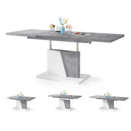 Heze Furniture Gala 2 In 1 Extending Coffee / Dining Table - Concrete / White - thumbnail 2