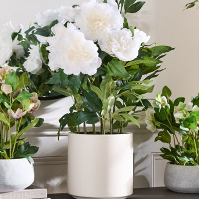 Dibor Classic Faux White Peonies In White Flower Vase H71 X Dia46Cm - image 1