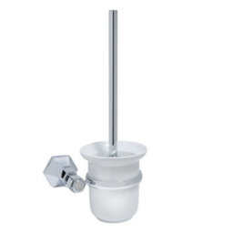 Homestylestore Art Deco Bathroom Wall Mounted Ceramic Chrome Toilet Brush Holder - thumbnail 1