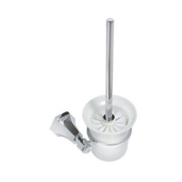 Homestylestore Art Deco Bathroom Wall Mounted Ceramic Chrome Toilet Brush Holder - thumbnail 2