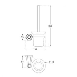 Homestylestore Art Deco Bathroom Wall Mounted Ceramic Chrome Toilet Brush Holder - thumbnail 3