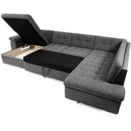 Niko Bis Fold Out U Shape Corner Sofa Chipboard Frame With Storage Bed 350X205X76 Cm Light Green Right - thumbnail 3