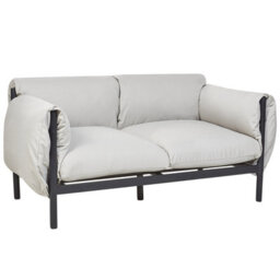 Beliani Aluminium Garden Set - 2-Seater Sofa And 2 Armchairs, Black Frame With Light Grey Cushions, L144 X D96 X H80Cm - thumbnail 3