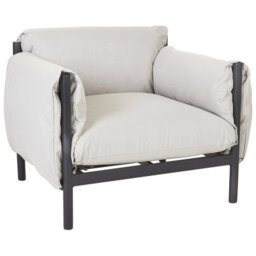 Beliani Aluminium Garden Set - 2-Seater Sofa And 2 Armchairs, Black Frame With Light Grey Cushions, L144 X D96 X H80Cm - thumbnail 7