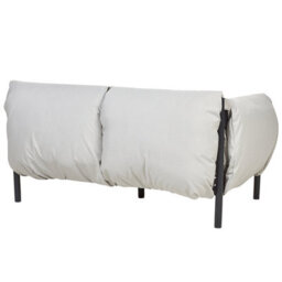 Beliani Aluminium Garden Set - 2-Seater Sofa And 2 Armchairs, Black Frame With Light Grey Cushions, L144 X D96 X H80Cm - thumbnail 6