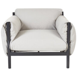 Beliani Aluminium Garden Set - 2-Seater Sofa And 2 Armchairs, Black Frame With Light Grey Cushions, L144 X D96 X H80Cm - thumbnail 8