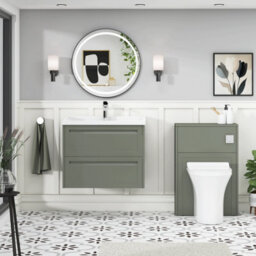Royal Bathrooms Elmore 700mm Wall Hung 2 Drawer Cabinet Bathroom Vanity Unit With Traditional Ceramic Basin Sink - Matt Green - thumbnail 4