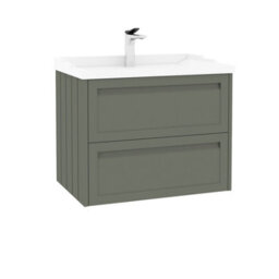 Royal Bathrooms Elmore 700mm Wall Hung 2 Drawer Cabinet Bathroom Vanity Unit With Traditional Ceramic Basin Sink - Matt Green - thumbnail 6