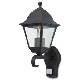 Varennes Fixed Matt Black Pir Motion Sensor Outdoor Lantern Wall Light 60W - thumbnail 4