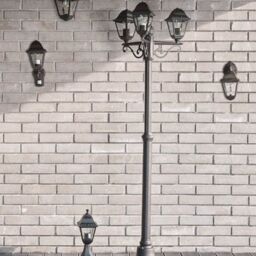 Varennes Fixed Matt Black Pir Motion Sensor Outdoor Lantern Wall Light 60W - thumbnail 2