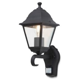 Varennes Fixed Matt Black Pir Motion Sensor Outdoor Lantern Wall Light 60W - thumbnail 3