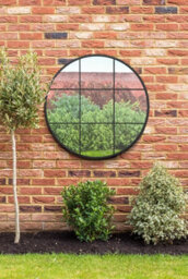 "Mirroroutlet - The Circulus - Black Metal Frame Round Garden Wall Mirror 39"" X 39"" (100 X 100 Cm)" - thumbnail 2