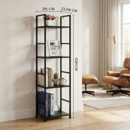 4 Tier Bookshelf Wooden Bookcase Storage Shelving Unit Display Rack For Living Room Bedroom Office Study Black 29 X 23.5 X 112Cm - thumbnail 2