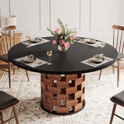 Atlantic - Clyde 120Cm Round Dining Table Walnut & Black