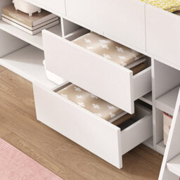 Abrihome Cabin Bed Mid Sleeper Bed Frame Storage Kids Wooden Bed Low Sleeper Bed Single Children's White Wooden Bed Frame Only 90 X 190 Cm - thumbnail 6