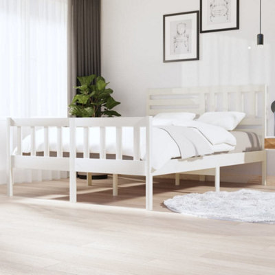 Berkfield Bed Frame White Solid Wood 140X200 Cm - image 1