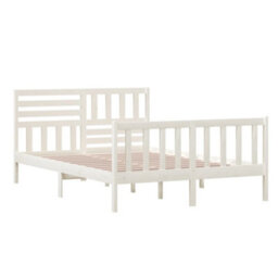 Berkfield Bed Frame White Solid Wood 140X200 Cm - thumbnail 4