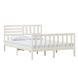 Berkfield Bed Frame White Solid Wood 140X200 Cm - thumbnail 3