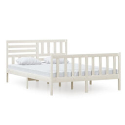 Berkfield Bed Frame White Solid Wood 140X200 Cm - thumbnail 2
