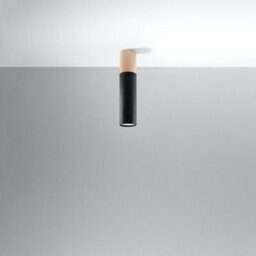Sollux Lighting Pablo Steel & Wood Natural 1 Light Classic Ceiling Light - thumbnail 1