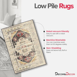 Decoranddecor Rug, Washable Rugs, Bedroom Kitchen Rugs, 80X150Cm, Non-Slip, Pet Friendly, Low Pile, Geometric Rug - Florin - thumbnail 5