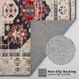 Decoranddecor Rug, Washable Rugs, Bedroom Kitchen Rugs, 80X150Cm, Non-Slip, Pet Friendly, Low Pile, Geometric Rug - Florin - thumbnail 2
